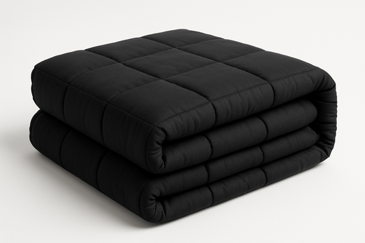 a black weighted blanket only the product no other objects